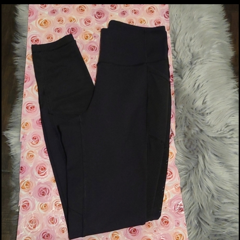 Lululemon hi-rise black fishnet mesh legging.